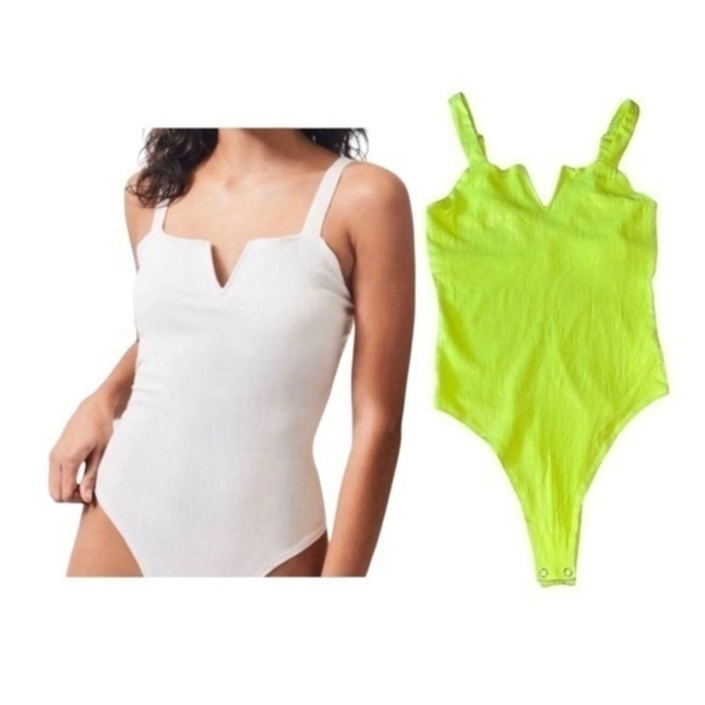 Kendall & Kylie Neon Green Sleeveless Thong Bodysuit Size XS